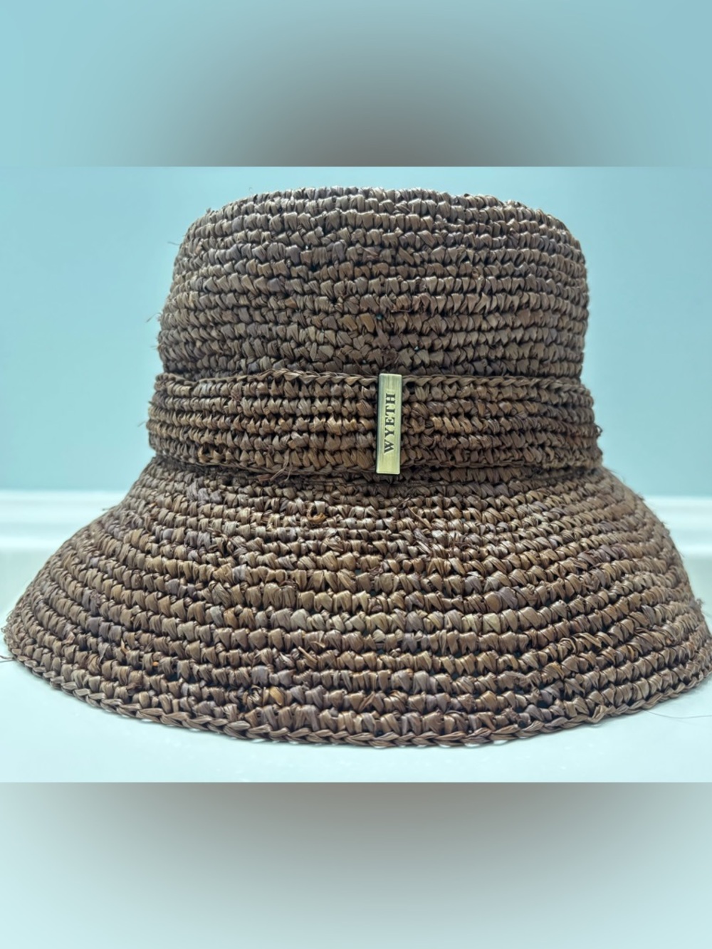Wyeth Brown Woven Straw Bucket Hat.  New with tags.